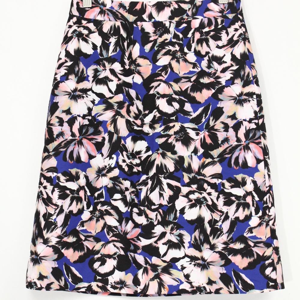 J Crew A Line Hibiscus Skirt Blue Floral - Picture 1 of 8